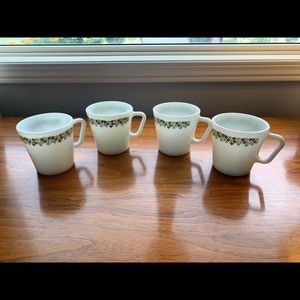 Vintage Pyrex mugs.